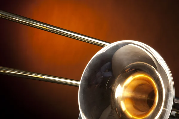 Trombone Isolated on Gold — Stock Photo, Image