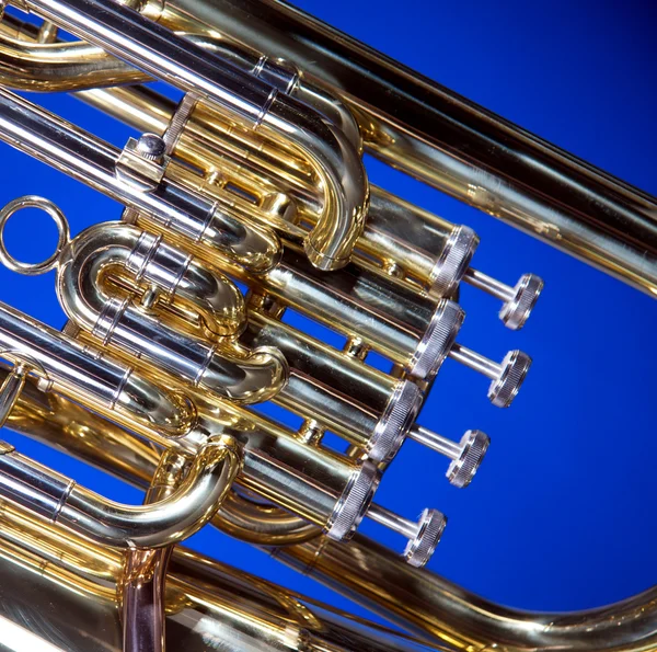 Tuba Euphonium Isolated on Blue — Stock Photo, Image