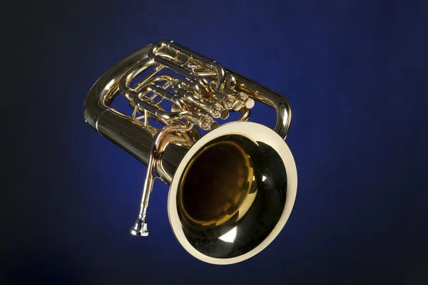 Tuba Euphonium Isolated On Blue — Stock Photo, Image
