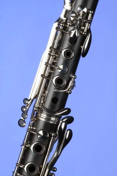 Zár a világoskék elszigetelt klarinét — Stock Fotó
