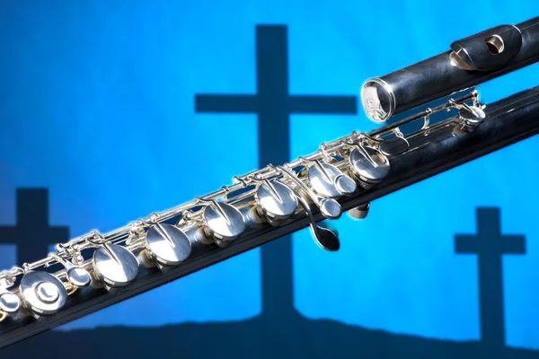 Flauta no fundo da cruz — Fotografia de Stock