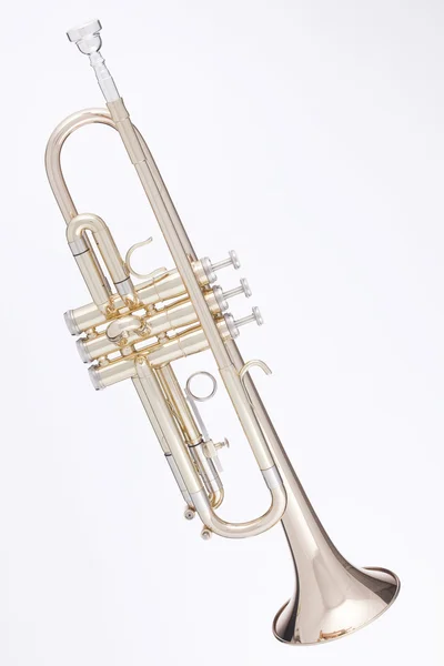 Elszigetelt ellen white gold trombita — Stock Fotó