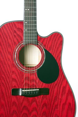 gitar kırmızı üzerine beyaz izole