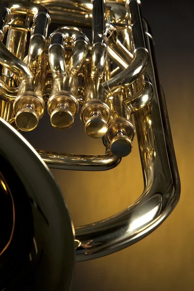 Tuba euphonium geïsoleerd op geel — Stockfoto