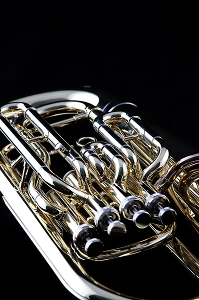 Gold Tuba Euphonium auf Schwarz — Stockfoto
