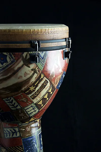 African Djembe Drum On Black — Stock Photo, Image