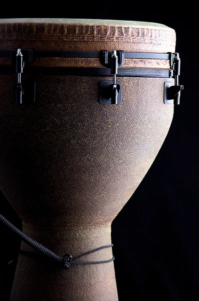 Djembe Conga Drum Isolated on Black — Stock Photo, Image