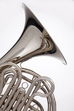 French Horn Silver Isolated On White clipart