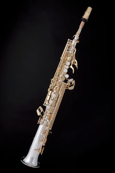 Soprano Saxofón Aislado en Negro — Foto de Stock