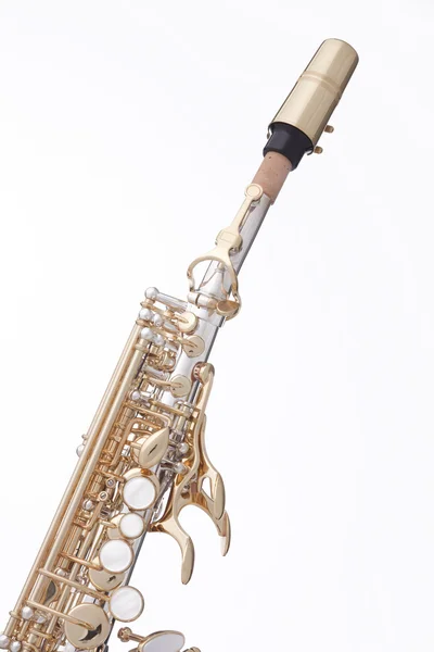 Soprano Saxofón aislado en blanco —  Fotos de Stock