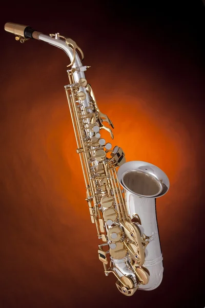 Saxofoon alto zilver goud — Stockfoto