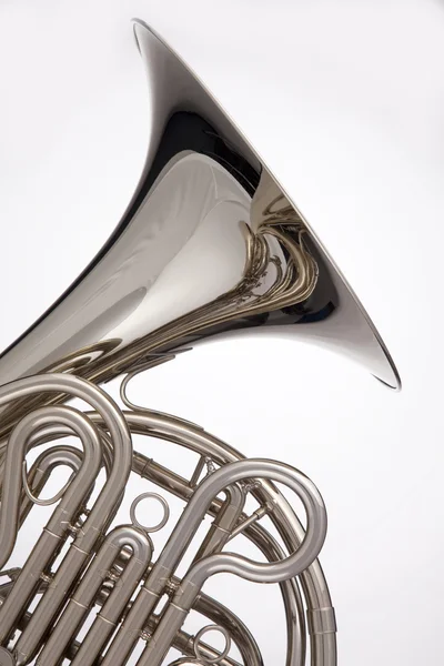 French Horn Silver Isolated On White — Stock Photo, Image
