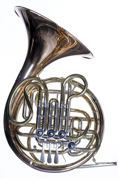 French Horn Isolated Against White — Stock Photo, Image