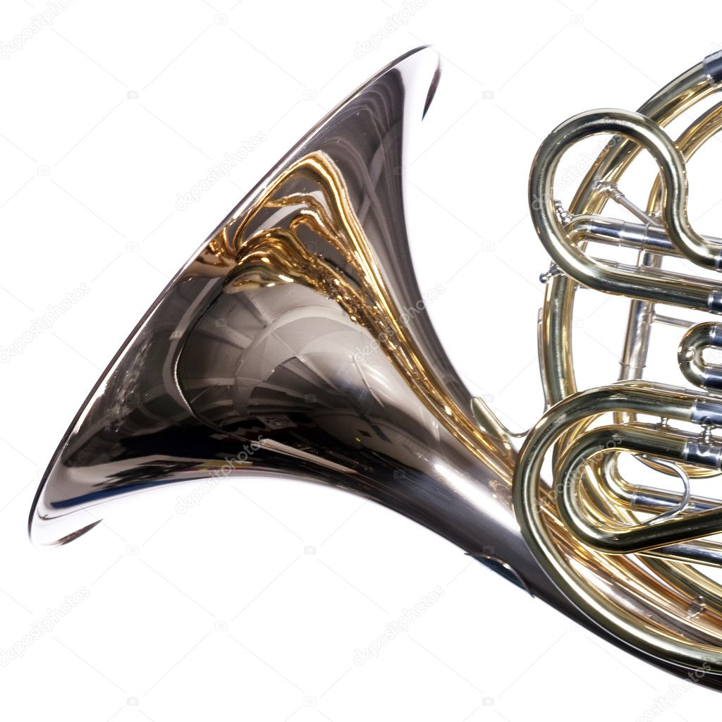 French Horn Isolated Against White
