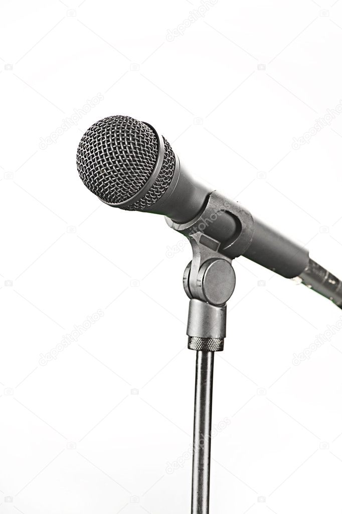 Microphone Isolated Against White
