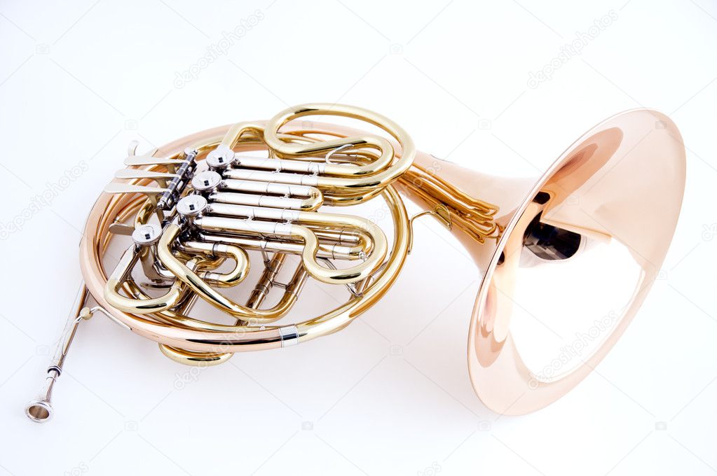 French Horn Isolated on White