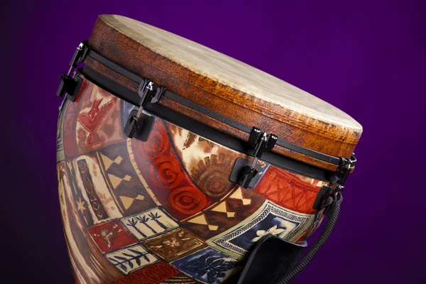 African Latin Djembe Drum on Purple — Stock Photo, Image