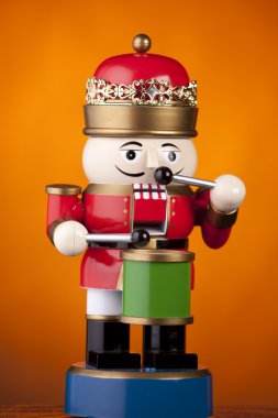 Christmas Toy Soldier Drummer on Gold clipart