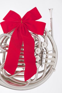 Christmas Ribbon French Horn Isolated clipart