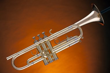 Trumpet Cornet Isolated On Yellow clipart