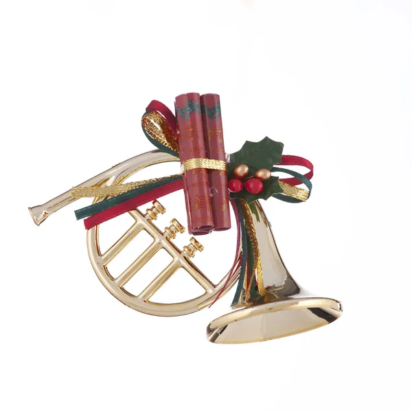 Золотой рождественский рог — стоковое фото