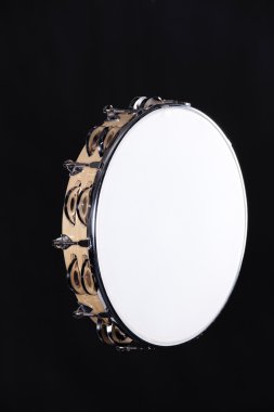Tambourine Isolated on Black clipart