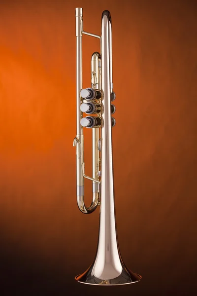 Cornet Trumpet Isolated on Gold — Stock Photo, Image