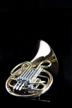 French Horn Isolated On Black clipart