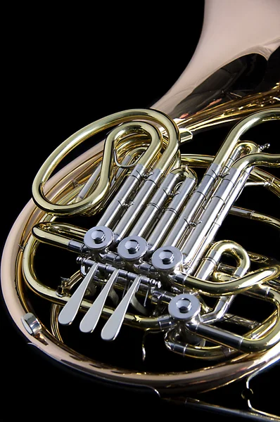 French Horn Isolated On Black Background — Stock Photo, Image