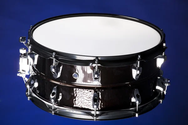 Black snare Drum Isolated On Blue — Stock Photo, Image