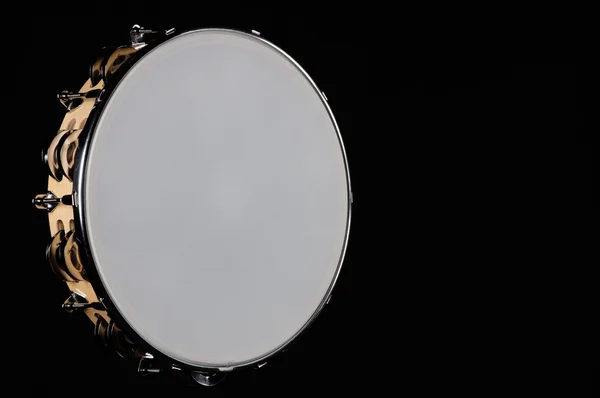 Tambourine Isolated On Black — Stock Photo, Image