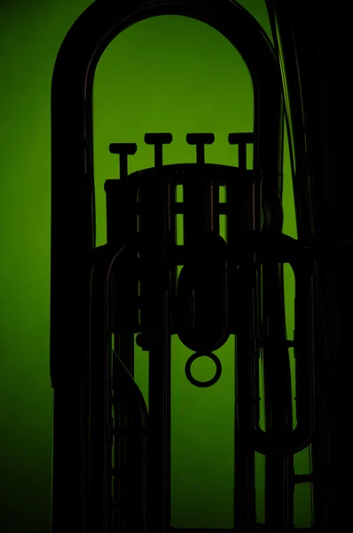 Tuba euphonium in silhouet — Stockfoto