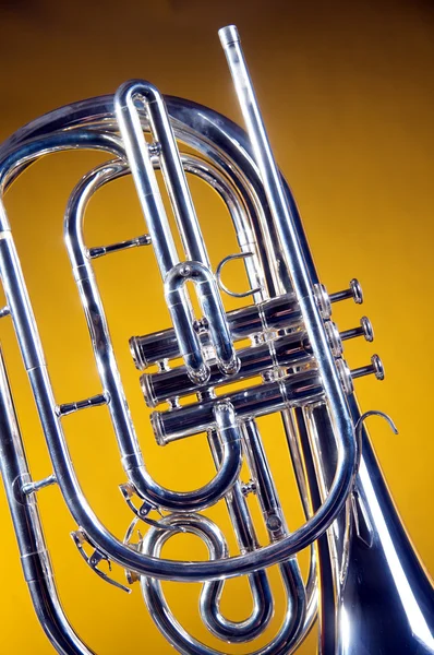 Marching French Horn Isolated on Yellow — Stock Photo, Image