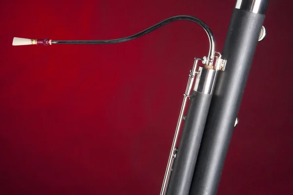 Bassoon Close Isolated on Red — Stock Photo, Image
