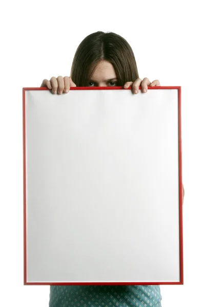 stock image Teenage Girl Hold Blank Sign