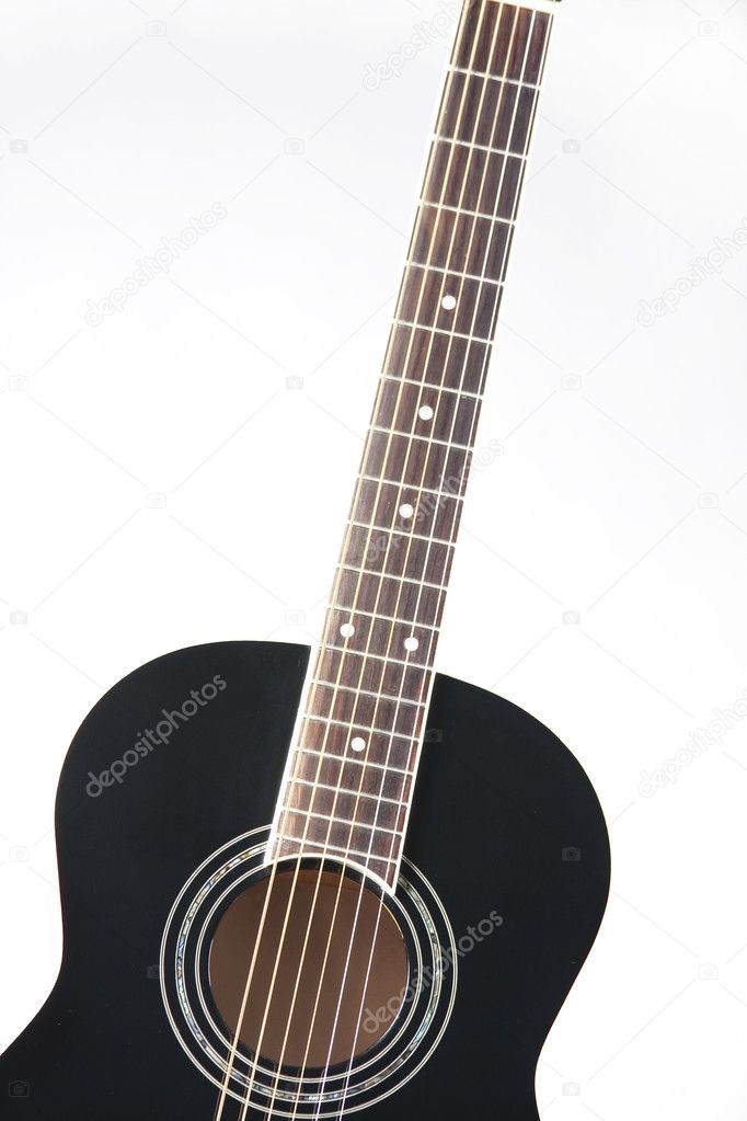 Acoustic Guitar Black Isolated Against White