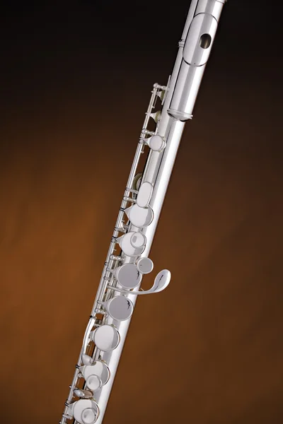 Altın arka plan müzik enstrüman flüt — Stok fotoğraf