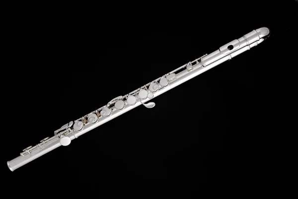 Flauta completa aislada en negro — Foto de Stock