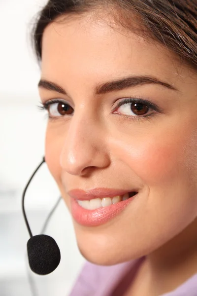 Receptionist portrait with headset — Stock Photo, Image