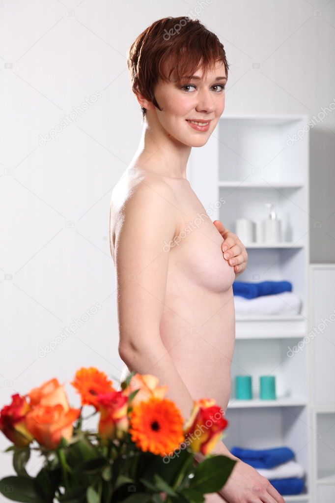 Woman ready for a bath