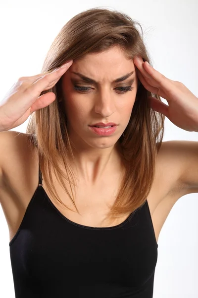 Migrena złe dla młodej kobiety — Zdjęcie stockowe