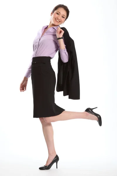 Glückliche Frau im Business-Anzug — Stockfoto