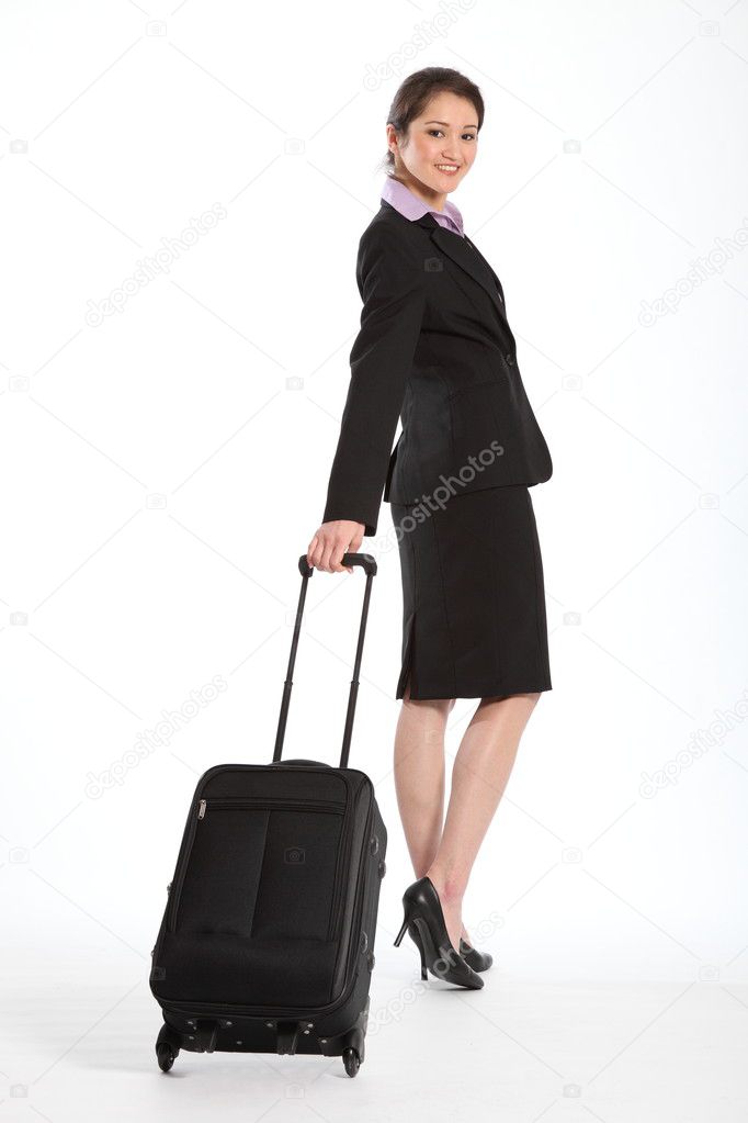 Business woman with luggage