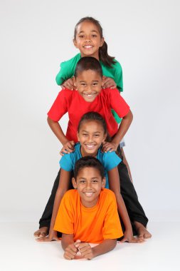 Fun kids form a totem pole clipart