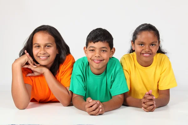 Three happy young school friends — Stock Photo, Image