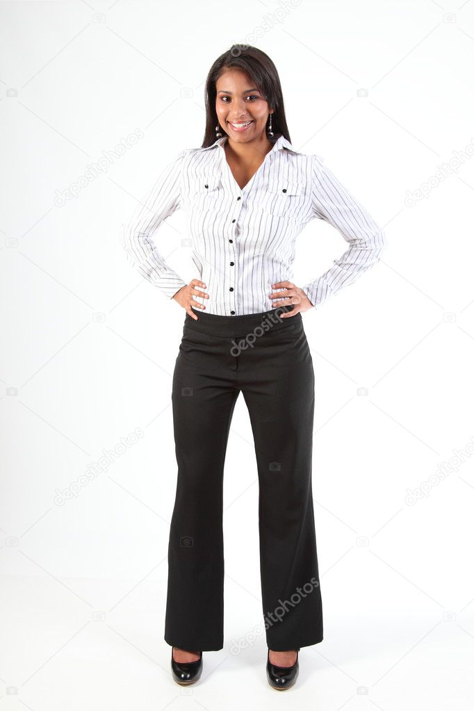 Business woman hands on hips
