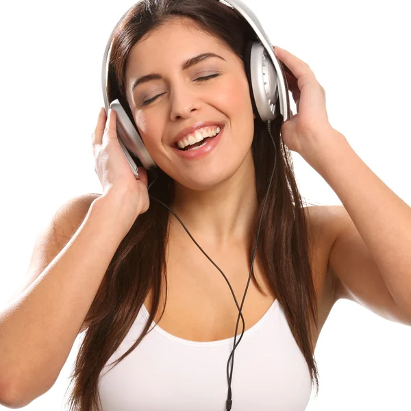 Girl music lover singing — Stock Photo, Image