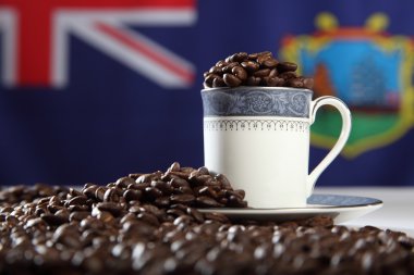 St helena Adası kahve çekirdekleri ile bayrak