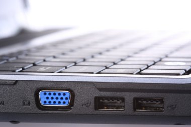 VGA and USB ports on side of laptop clipart