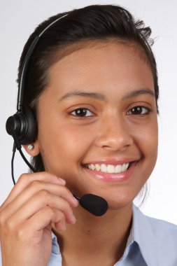 Pretty smiling telephne operator clipart